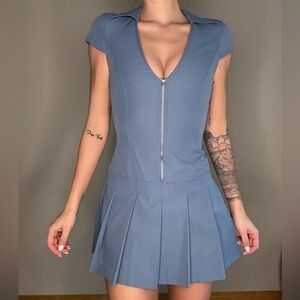 Zara Steel Blue Mini Dress with Zipper